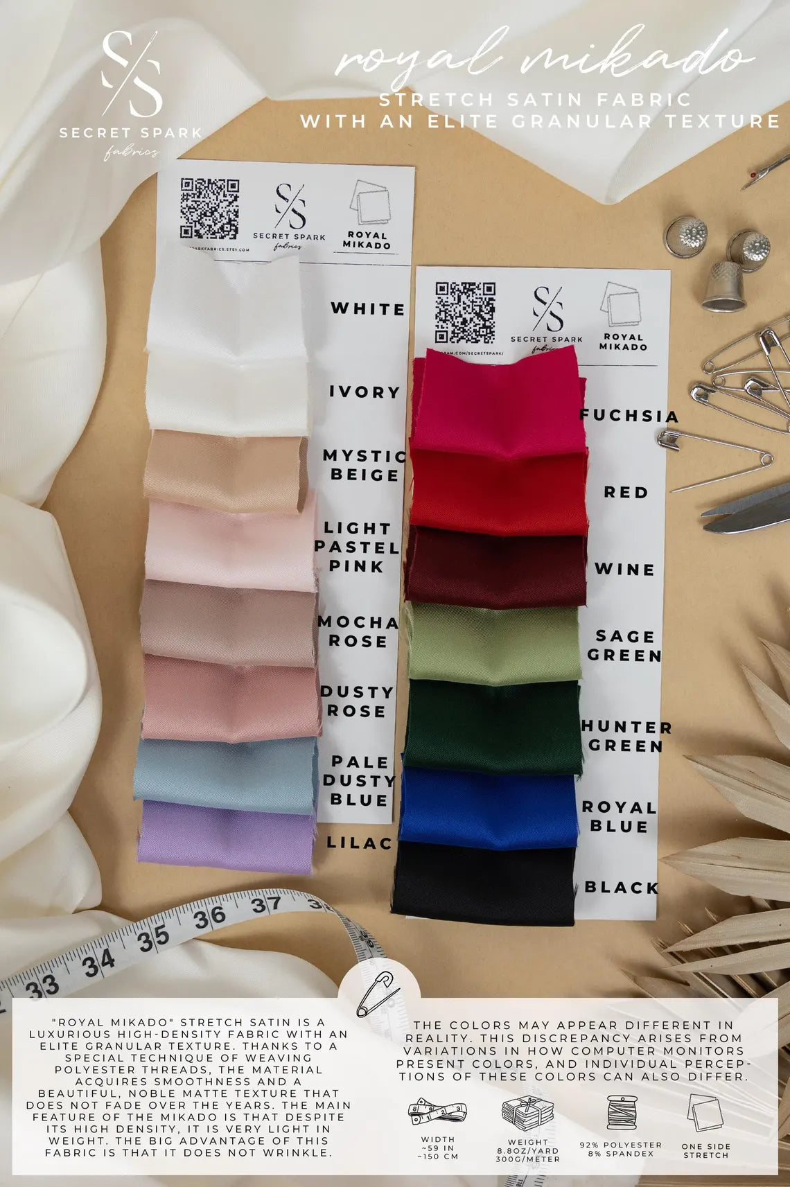 Mikado - Red Premium Dense Stretch Satin, High-Quality Structured Material by the Yard with One-Way Stretch for Evening Wear, Special Events