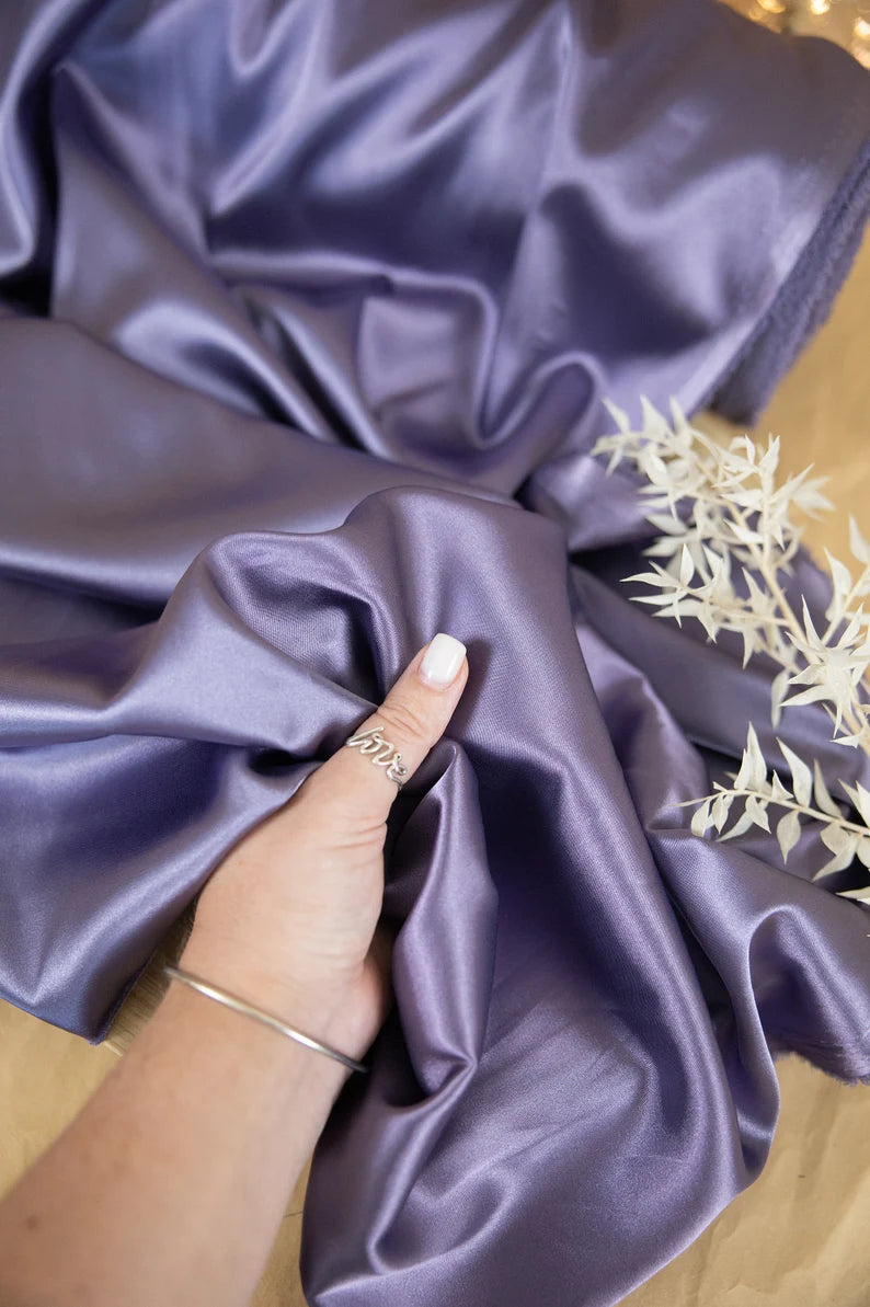 Buy Fabric Online Silky Satin - Purple Color Soft Fabric  Secret Spark  Fabrics