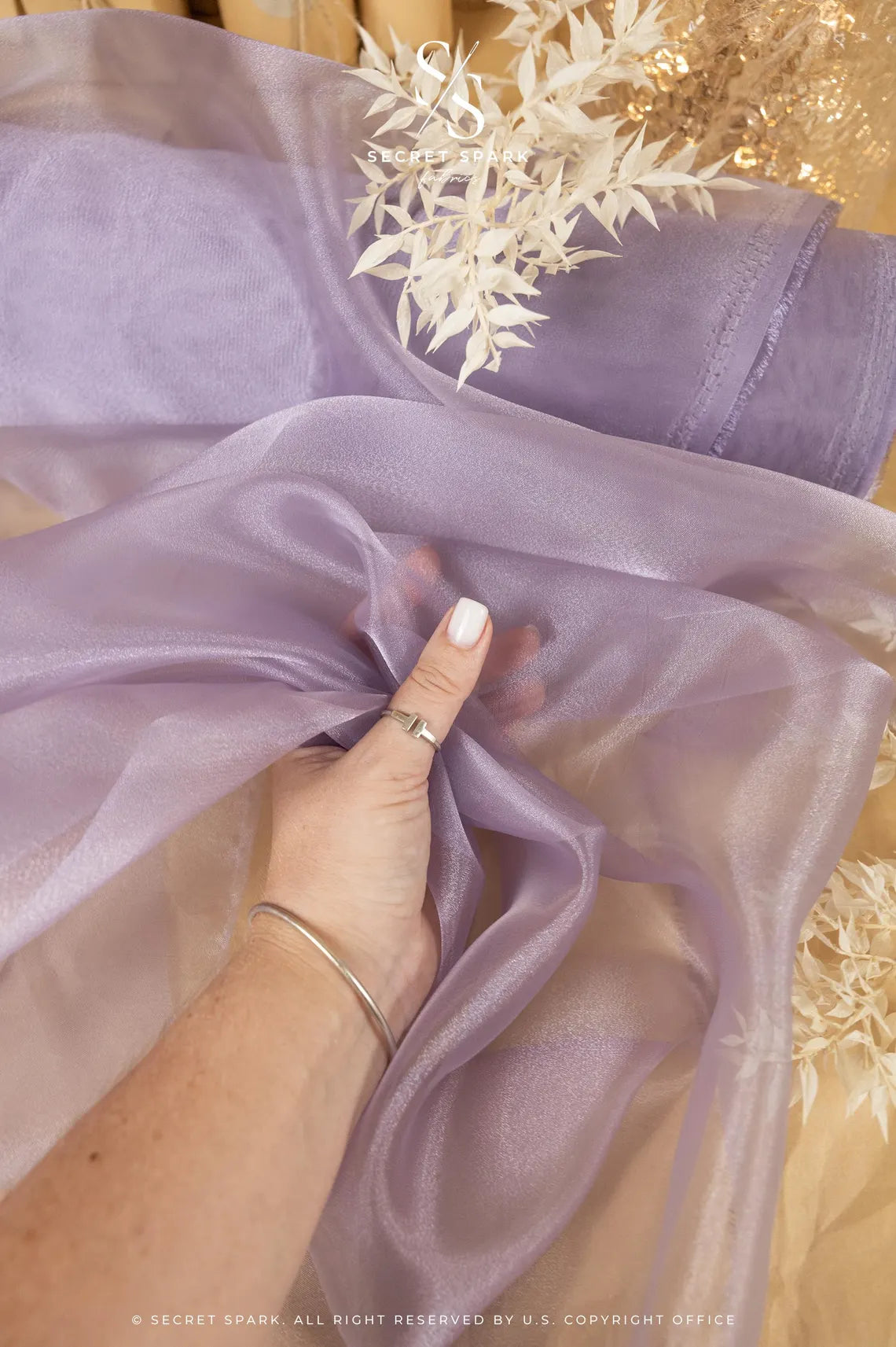 Glimmer Crystal Organza - Amethyst Color Sparkle Crystal Sheer Fabric by the Yard, High Quality Material for Evening Gowns, Event Decor, Dance Costumes, 59" wide