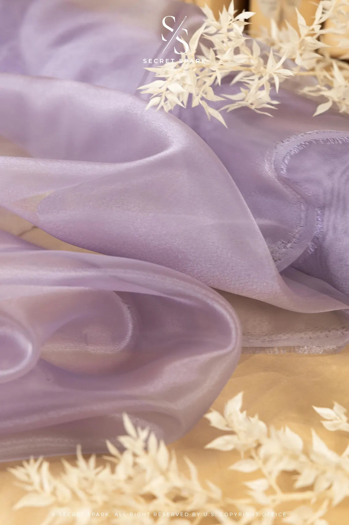 Glimmer Crystal Organza - Amethyst Color Sparkle Crystal Sheer Fabric by the Yard, High Quality Material for Evening Gowns, Event Decor, Dance Costumes, 59" wide