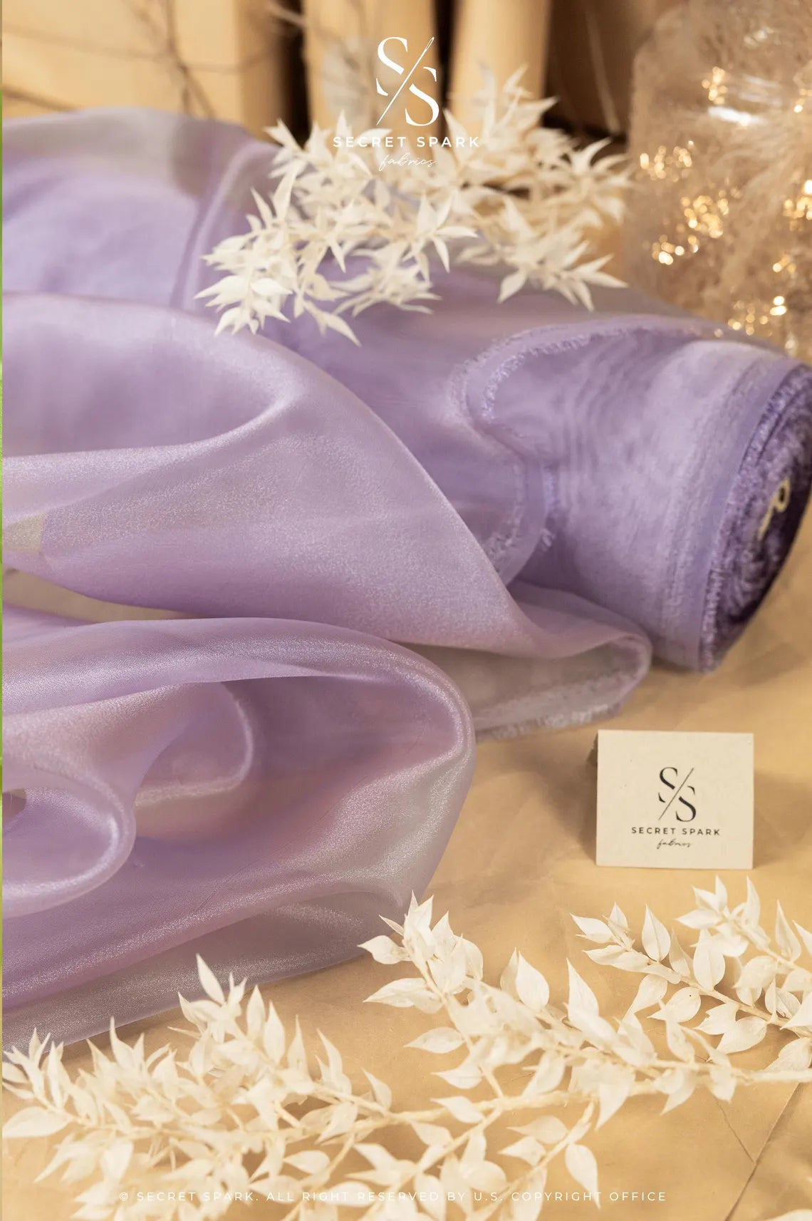 Glimmer Crystal Organza - Amethyst Color Sparkle Crystal Sheer Fabric by the Yard, High Quality Material for Evening Gowns, Event Decor, Dance Costumes, 59" wide