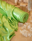 Iconic Silky Satin - Apple Green Color Soft Silky Satin Fabric, 1 Way Stretch for Multipurpose, Table Runners, Crafts, Pajamas, Dress making