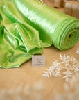 Iconic Silky Satin - Apple Green Color Soft Silky Satin Fabric, 1 Way Stretch for Multipurpose, Table Runners, Crafts, Pajamas, Dress making