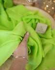 Aura Chiffon - Apple Green Color Bright Airy Fabric by the Yard, Soft Premium Quality with Beautiful Drape, for Summer Dresses, Dance Costumes, Table Decor