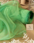 Glimmer Crystal Organza - Apple Green Color Sheer Crystal Fabric by the Yard, Premium Material for Dance Costumes, Event Decor, Hair Bows 59" wide