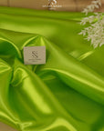 Amore - Apple Green Glossy Sturdy Satin Fabric, Dense Non-Stretch Material for Evening Gowns, Table Linens, Event Decor, Decorative Pillows