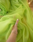 Serenity - Apple Green Matte Organza 118"-120" (~300-305 cm), Premium Quality Material by the Yard with Airy Flow for Evening Dresses, Decor