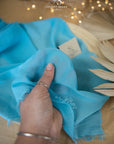 Aura Chiffon - Aqua Blue Color Soft Premium Quality Fabric by the Yard, Matte Material with Beautiful Drape, for Summer Dresses, Beach Wear, Party Decor
