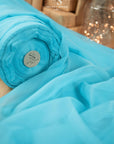 Serenity - Aqua Blue Matte Organza 118"-120" (~300-305 cm), Premium Sheer Quality Material by the Yard for Wedding Decor, Evening Dresses