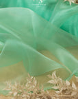 Glimmer Crystal Organza - Aquamarine Color Sparkle Crystal Sheer High Quality Material by the Yard, for Evening Gowns, Wedding Decor, Chair Sashes