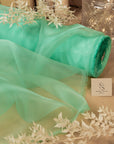 Glimmer Crystal Organza - Aquamarine Color Sparkle Crystal Sheer High Quality Material by the Yard, for Evening Gowns, Wedding Decor, Chair Sashes