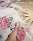 Magic - Ashley Rose Unique Floral Bridal Organza by the Yard, Soft Matte Printed Organza Fabric with Rose Flowers for Wedding Dresses and Decor