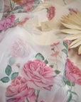 Magic - Ashley Rose Unique Floral Bridal Organza by the Yard, Soft Matte Printed Organza Fabric with Rose Flowers for Wedding Dresses and Decor