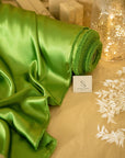 Iconic Silky Satin - Asparagus Green Color Soft Silky Satin Fabric, Hi Quality Material 1 Way Stretch for Pillows, Ladies Clothing, As Evening Wear