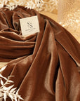 Rich - Autumn Brown Stretch Velvet Fabric by the Yard - Soft 4-Way Velour with Warm Fall Tone for Dresses, Upholstery, Curtains, Costumes and Crafts