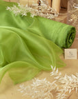 Glimmer Crystal Organza - Avocado Color Sparkle Crystal Sheer High Quality Material by the Yard, for Evening Gowns, Home Decor, Dance Costumes
