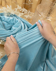 Rich - Baby Blue Stretch Velvet Fabric - Soft No Fray Pastel 4-Way Velour for Nursery Decor, Fey Costumes, Pillows, Dresses & Accessories
