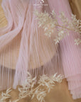 Micro Pleated - Baby Pink Soft Premium Fabric by the Yard, Handmade Textured Tulle Mesh with Delicate Accordion Pleats for Girls Dresses, Blouses
