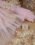 Micro Pleated - Baby Pink Soft Premium Fabric by the Yard, Handmade Textured Tulle Mesh with Delicate Accordion Pleats for Girls Dresses, Blouses