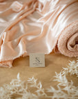 Iconic Silky Satin - Biscuit Blush Color Silky Satin Airy Light Weight Satin, One Way Stretch Fabric for Dresses, Bridal, Hair Tie, Scrunchies