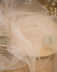 Clouds Tulle 59" - Biscuit Blush Color Soft Matte Bridal Fabric by the Yard, Premium Italy Tulle Mesh, for Wedding Dresses and Veils