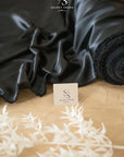 Iconic Silky Satin - Black Color Soft Silky Satin by the Yard, Satin Fabric with Stretch for Cosplay, Scarf, Hair Ties, Scrunchies, Decorations, Clothing