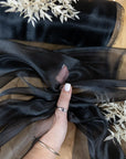 Glimmer Crystal Organza - Black Color Sparkle Crystal Sheer High Quality Material by the Yard, for Evening Gowns, Wedding Decor, Formal Wear