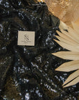 Glitz Sequin - Black Color Premium Quality Fabric by the Yard, 3mm One Way Stretch Sequins for Evening Gowns, Stage Costumes, 52" wide