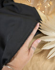Grace - Black Heavy Crepe Stretch Fabric with Elastane, Soft and Matte Crepe Fabric by the yard for Evening Dresses, Formal Suits, Trousers