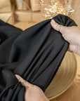 Grace - Black Heavy Crepe Stretch Fabric with Elastane, Soft and Matte Crepe Fabric by the yard for Evening Dresses, Formal Suits, Trousers