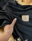 Mikado - Black Premium Dense Stretch Satin, Quality Material by the Yard with Structured Drape for Evening Wear, Formal Attire, Suits