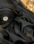 Serenity - Black Matte Organza 118"-120" (~300-305 cm), Premium Quality Material by the Yard with Fluid Drape for Evening Gowns, Decor