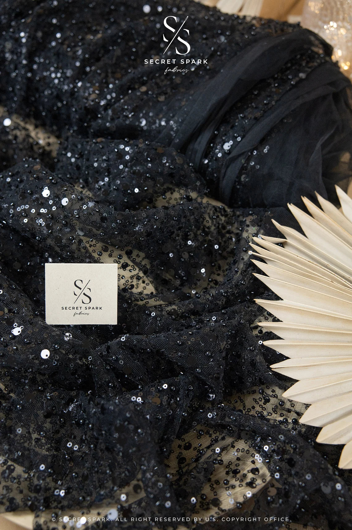 Starlight - Black Heavy Beaded & Sequin Mesh Fabric, Premium Quality Material by the Yard with Crystal Clear Beads for Evening Gowns, Prom Dresses 30 Starlight - Black Heavy Beaded & Sequin Mesh Fabric, Premium Quality Material by the Yard with Crystal Clear Beads for Evening Gowns, Prom Dresses 30