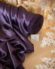 Iconic Silky Satin - Blackberry Color Soft Silky Satin Hi Quality Fabric, 1 Way Stretch Satin for Pillows, Sheets, Ladies Clothing, As Evening Wear