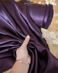 Iconic Silky Satin - Blackberry Color Soft Silky Satin Hi Quality Fabric, 1 Way Stretch Satin for Pillows, Sheets, Ladies Clothing, As Evening Wear