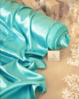 Iconic Silky Satin - Blue Lagoon Color Trendy One Way Stretch Fabric for Sewing Haute Couture, Event Tablecloths, Scrunchies
