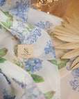 Magic - Blue Hydrangea Elegant Floral Organza by the Yard, Soft Matte Printed Organza Fabric with Delicate Flowers for Wedding Dresses and Decor
