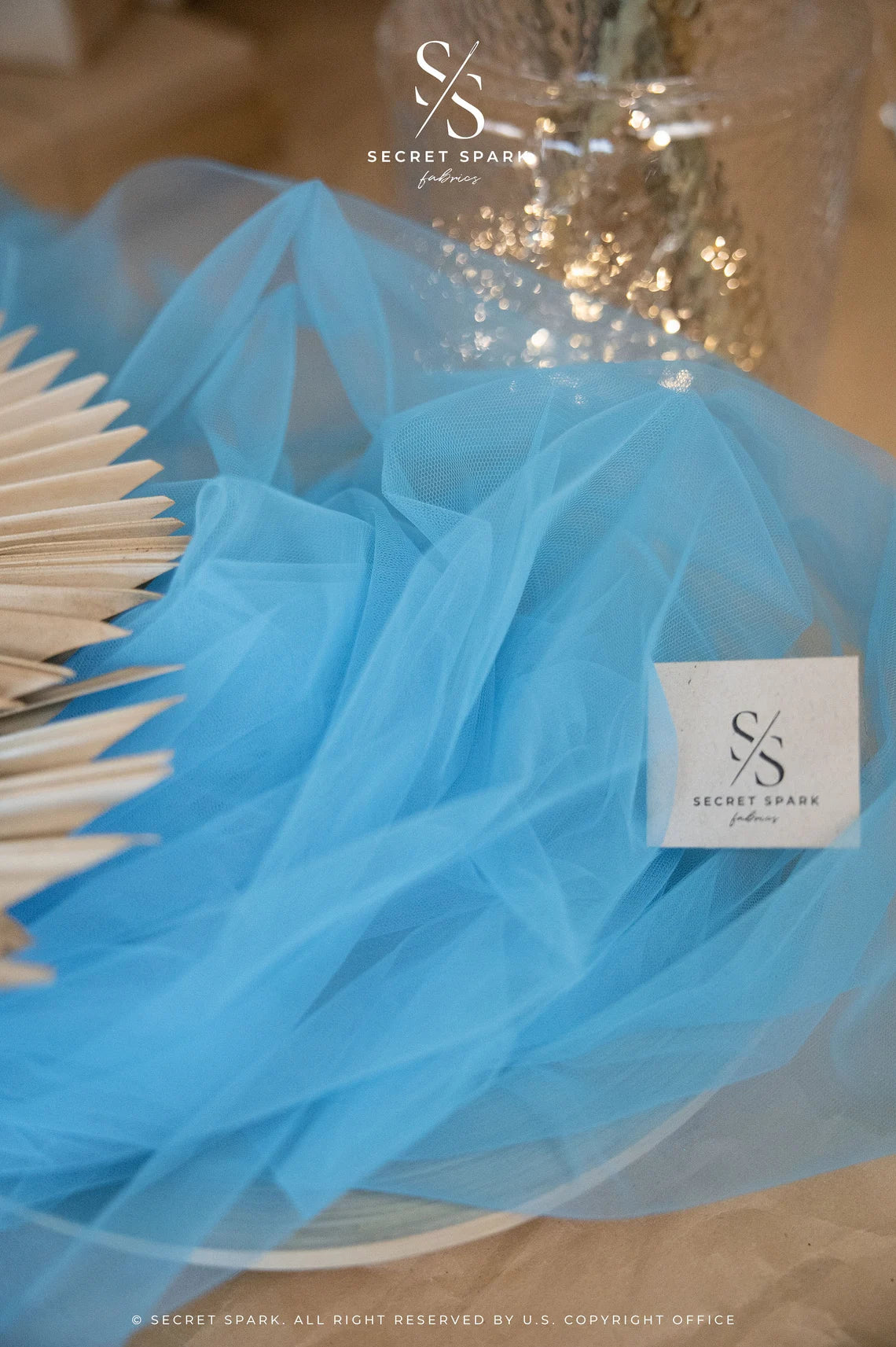 Blue Color Soft Matte Fabric by the Yard, Premium Italy Tulle Mesh Secret Spark Fabrics Blue Color Soft Matte Fabric by the Yard, Premium Italy Tulle Mesh Secret Spark Fabrics