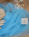 Clouds Tulle 59" - Blue Jewel Color Soft Matte Fabric by the Yard, Premium Italy Tulle Mesh, for Evening Gowns, Party Decor, Prom Dresses