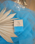 Clouds Tulle 59" - Blue Jewel Color Soft Matte Fabric by the Yard, Premium Italy Tulle Mesh, for Evening Gowns, Party Decor, Prom Dresses