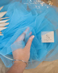 Clouds Tulle 59" - Blue Jewel Color Soft Matte Fabric by the Yard, Premium Italy Tulle Mesh, for Evening Gowns, Party Decor, Prom Dresses