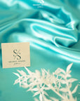 Iconic Silky Satin - Blue Lagoon Color Trendy One Way Stretch Fabric for Sewing Haute Couture, Event Tablecloths, Scrunchies