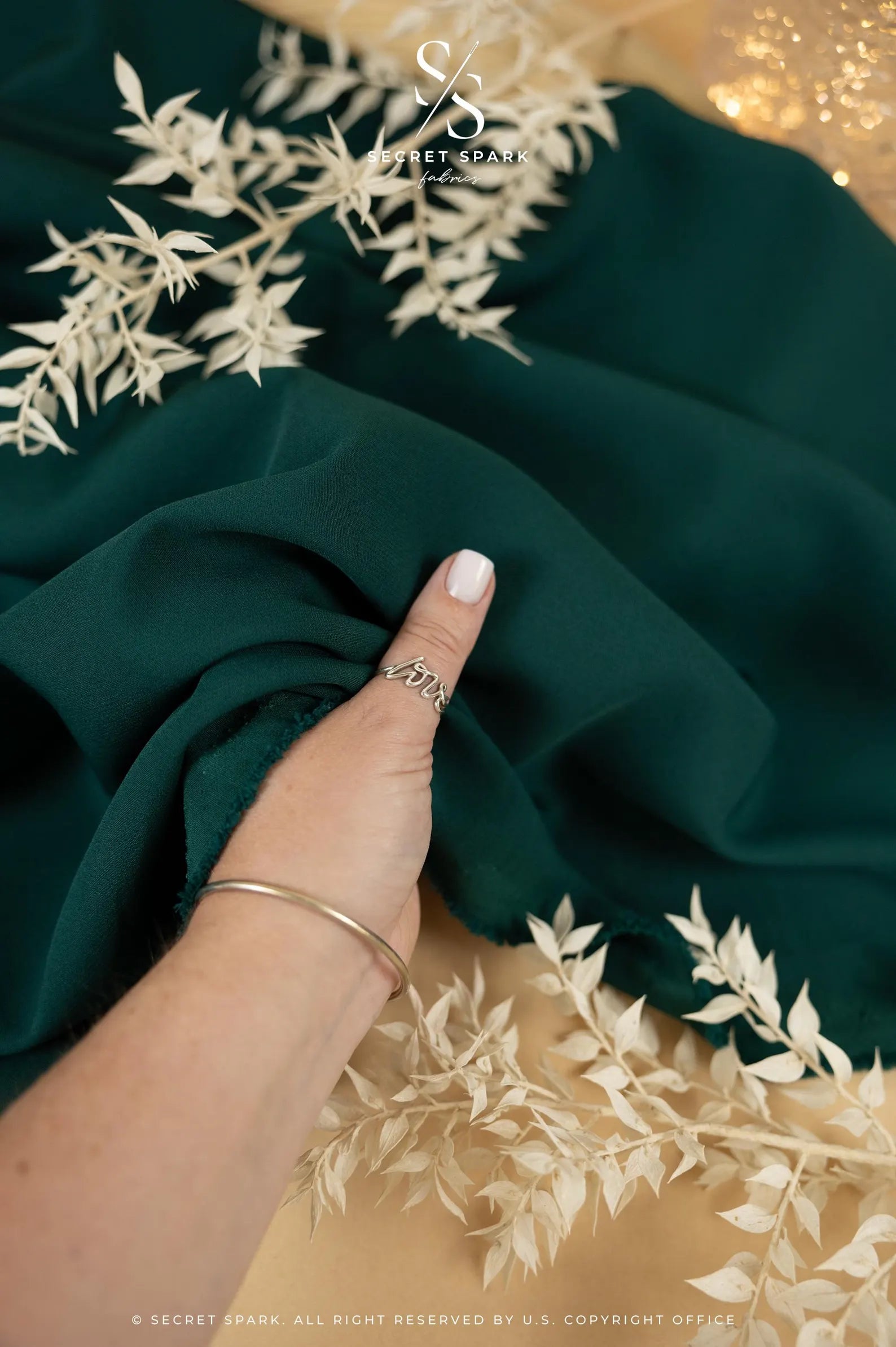 Bottle Green Crepe Fabric | Heavy