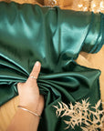Iconic Silky Satin - Bottle Green Color Soft Silky Satin Premium Charmeuse Fabric One Way Stretch, Ideal for Crafts, Decor, Costumes, Apparel DIY