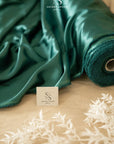 Iconic Silky Satin - Bottle Green Color Soft Silky Satin Premium Charmeuse Fabric One Way Stretch, Ideal for Crafts, Decor, Costumes, Apparel DIY