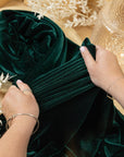 Rich - Bottle Green Stretch Velvet Fabric - Deep Classic 4-Way Velour for Jackets, Renaissance Fashion, Drapes, Capes and Upholstery Use