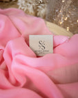 Aura Chiffon - Bright Pink Color Airy Premium Fabric by the Yard, Soft Matte Material with Beautiful Drape, for Summer Dresses, Dance Costumes, Party Decor