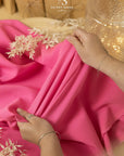 Grace - Bright Pink Crepe Stretch Fabric for Statement Dresses and Suits, Heavyweight Vibrant Material by the Yard for Tailoring and Sewing