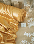 Iconic Silky Satin - Bronze Gold Color Soft Silky Satin Fabric Premium Charmeuse Fabric One Way Stretch, for Crafts, Decor, Costumes, Apparel DIY