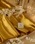 Amore - Bronze Gold Dense Satin Fabric, Rich Non-Stretch Shiny Material for Upholstery, Evening Wear, Home Decor Elements
